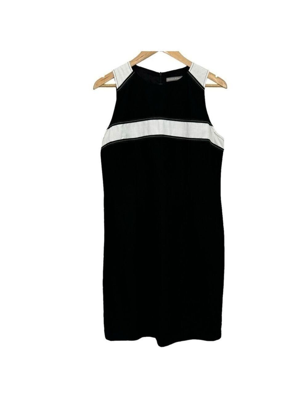 Tristan & Iseut Linen Blend Sheath Dress Sz 12 Black Classic Casual Capsule VGUC